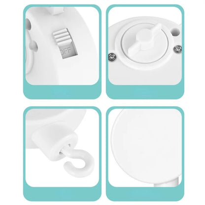 White baby accessory: crib mobile holder with a winding music box, simple installation