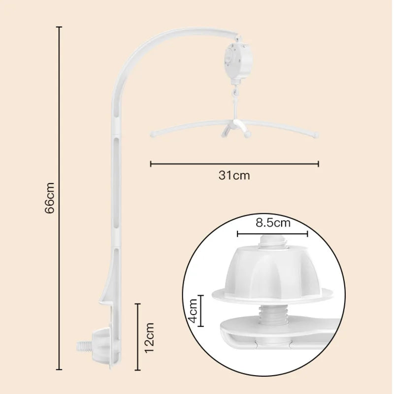 Sturdy baby mobile holder with a built-in music box, ideal for creating a peaceful nursery