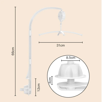 Sturdy baby mobile holder with a built-in music box, ideal for creating a peaceful nursery