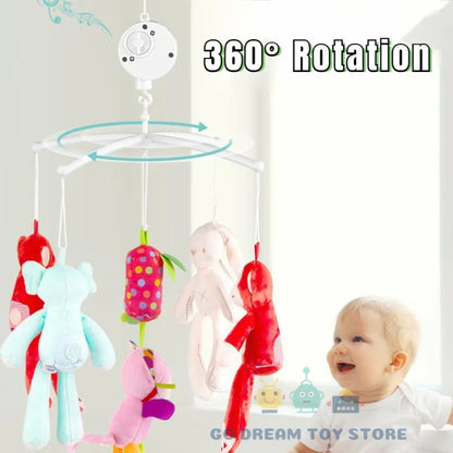 Detachable baby music box on a secure crib mobile holder, gentle melodies for newborns