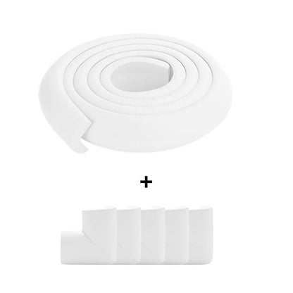 Flexible foam edge protector strip for baby safety, adaptable to different furniture shapes