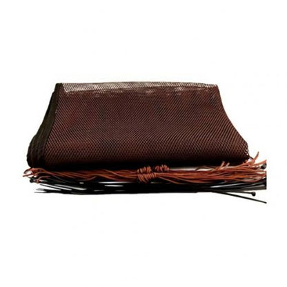 White mesh baby safety net shown from a distance, effectively securing a stairwell.