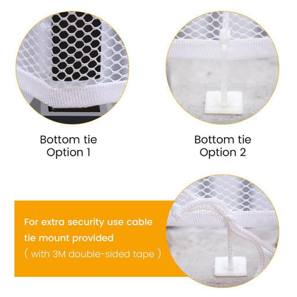 Balcony guard baby safety net in beige, providing child protection for outdoor spaces.