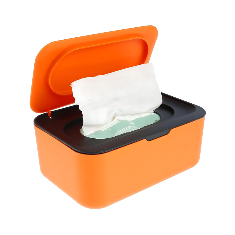 Compact baby wipes dispenser with one-hand operation for quick diaper changes.