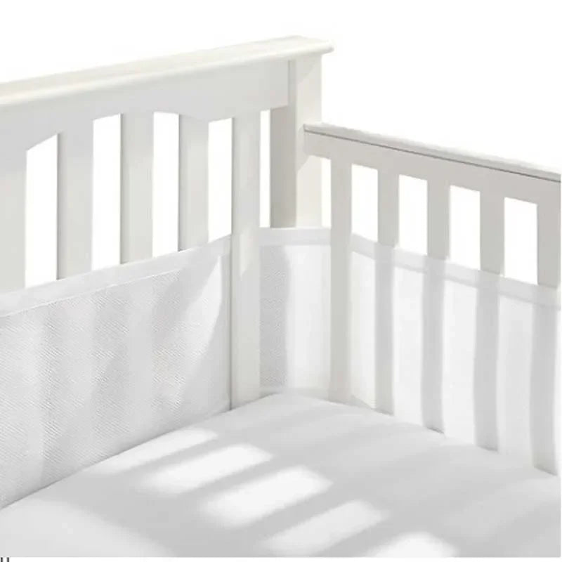 Complete breathable baby crib bumper set displayed, ready for nursery decor integration