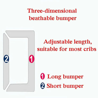 Grey breathable mesh crib bumper, a safe newborn essential for comfortable sleep
