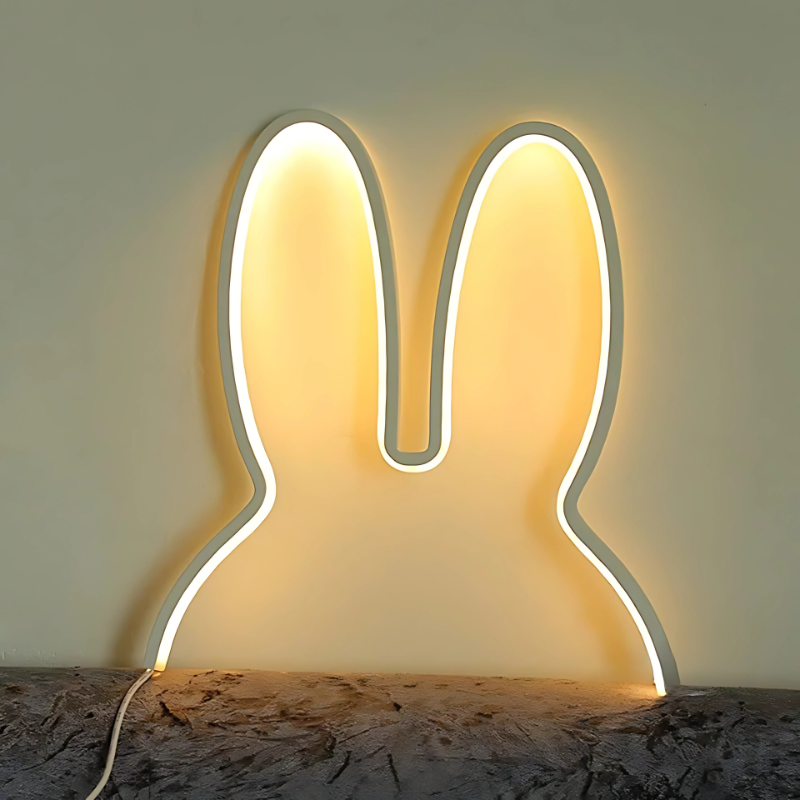Unisex kids bunny night light, white, illuminating a child's bedroom, doubling as a comforting sleep aid and room decor