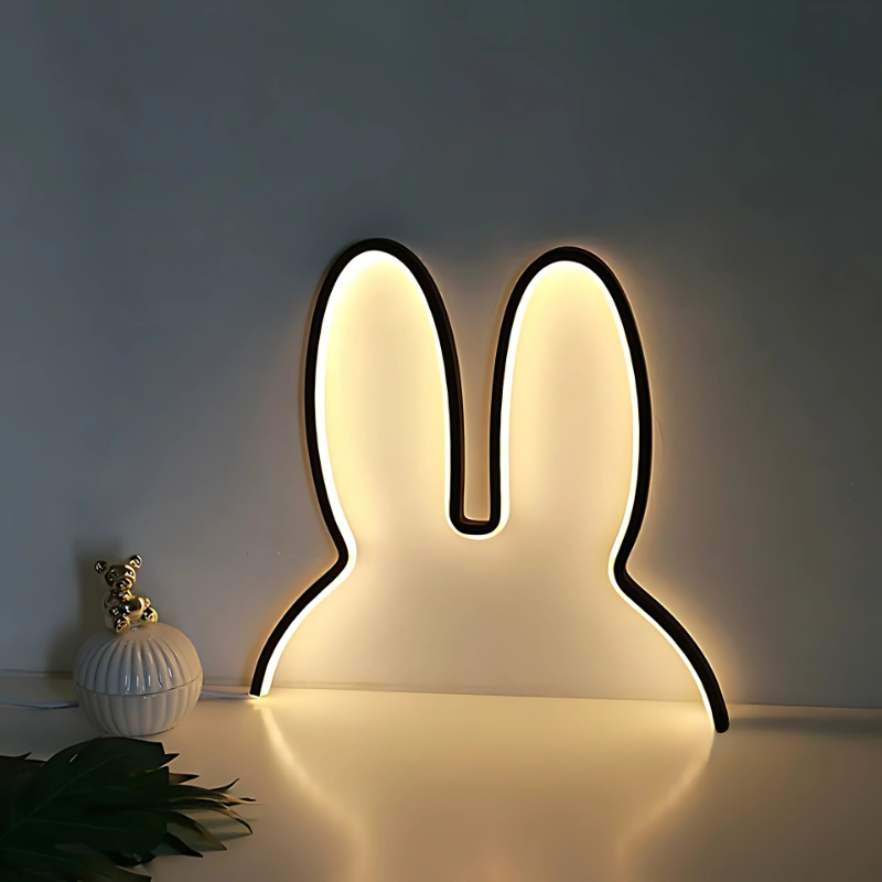 USB powered bunny lamp in white, an adorable kids room decor piece and gentle night light for peaceful bedtime routines