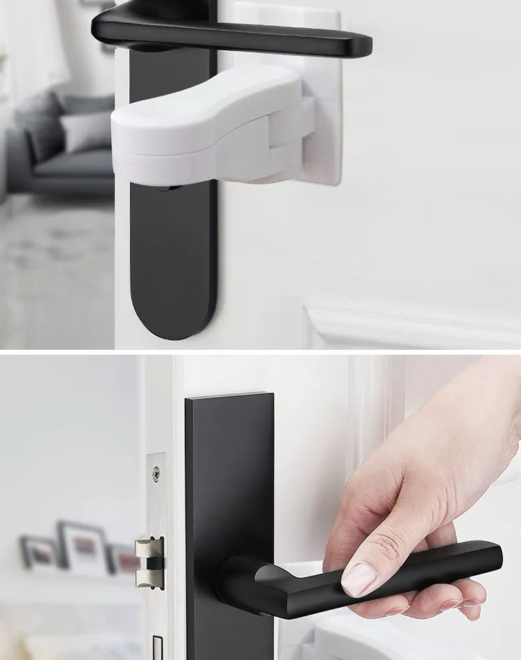 Home security for toddlers: white ABS child proof door handle lock