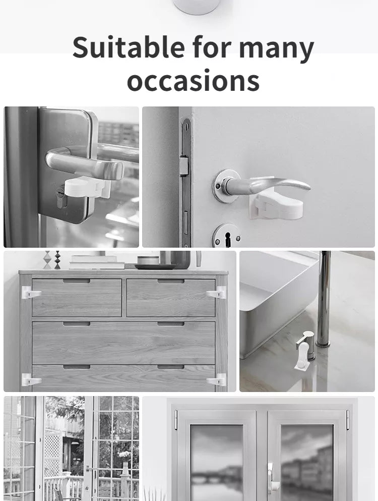 Durable white ABS plastic child safety door handle lock, peace of mind for parents
