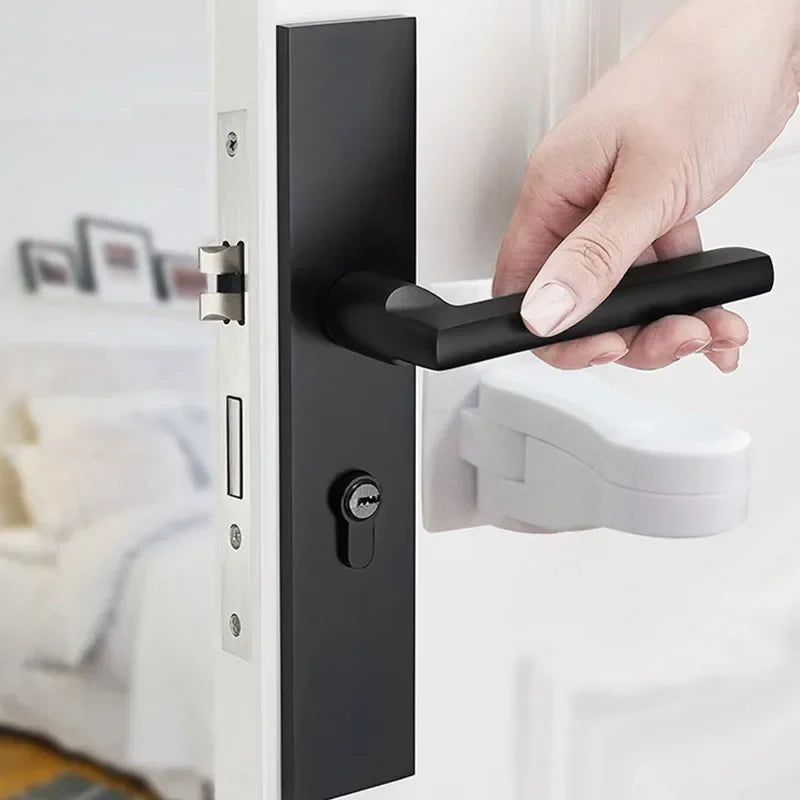 Child safety door lock for handle, secures home, easy installation for parents