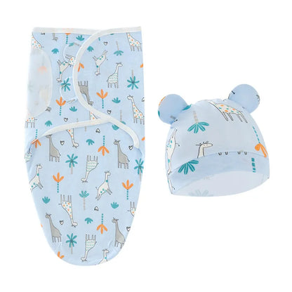 Essential newborn gift: breathable cotton swaddle blanket and matching hat