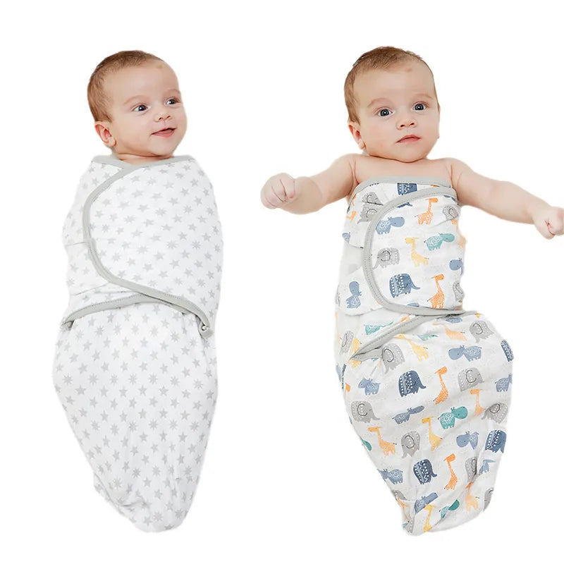 Soft cotton swaddle and adjustable infant hat, perfect for newborn comfort & sleep