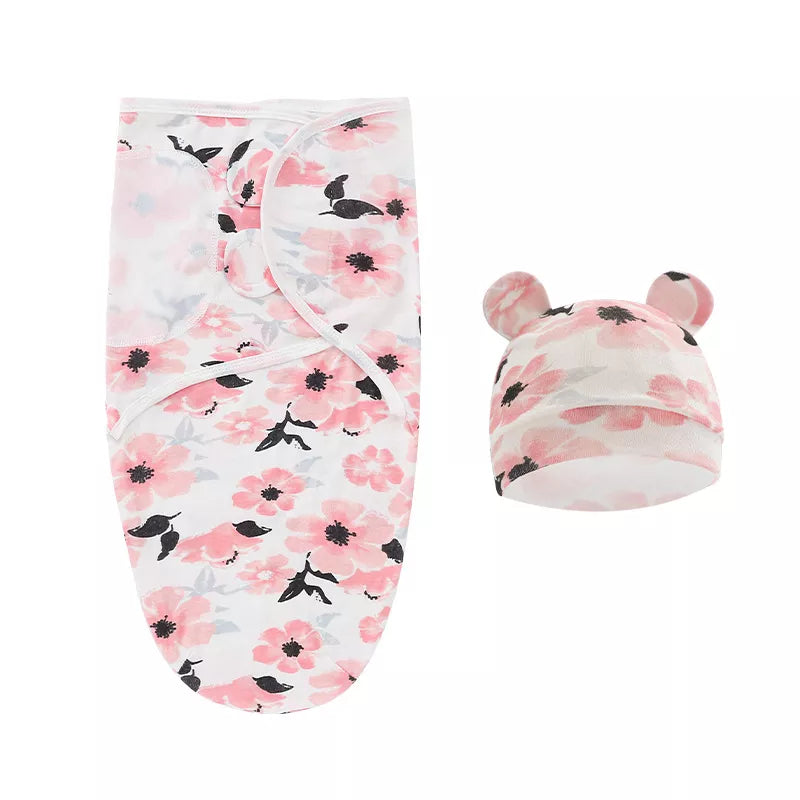 Breathable cotton baby swaddle blanket and hat set for ultimate newborn sleep