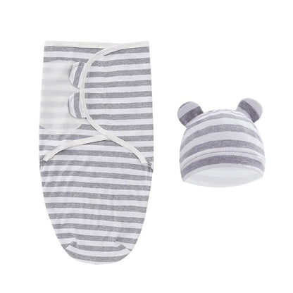 Comfortable cotton baby swaddle and coordinated hat, suitable for nursing & feeding