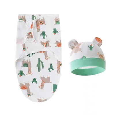 Two babies sleeping soundly in ergonomic cotton swaddle sleeping bags, illustrating comfort.
