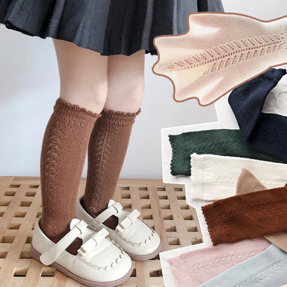 Striped kids' knee-high socks, colorful cotton, breathable and comfortable children's wear