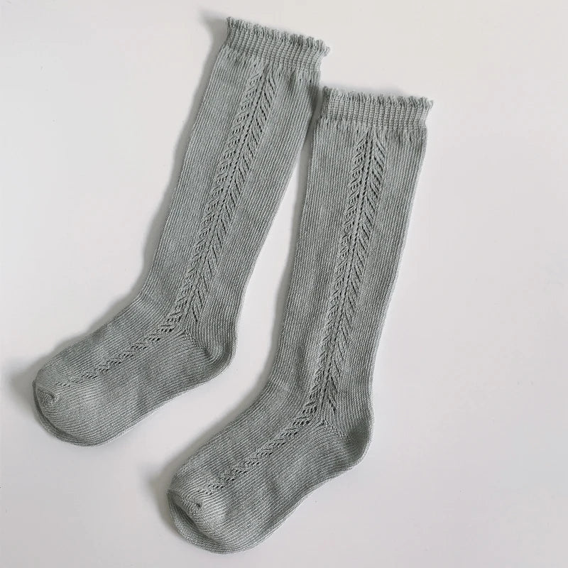 Cute animal pattern knee-high socks for toddlers, breathable cotton, stylish kids fashion