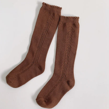 Organic cotton knee-high socks, natural color, breathable and comfortable for children