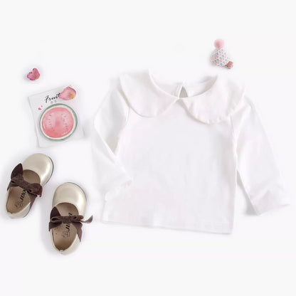 White cotton short sleeve top for baby girls, a perfect basic for any outfit