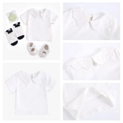 Bright white cotton fashion top for toddlers, easy to match children's apparel