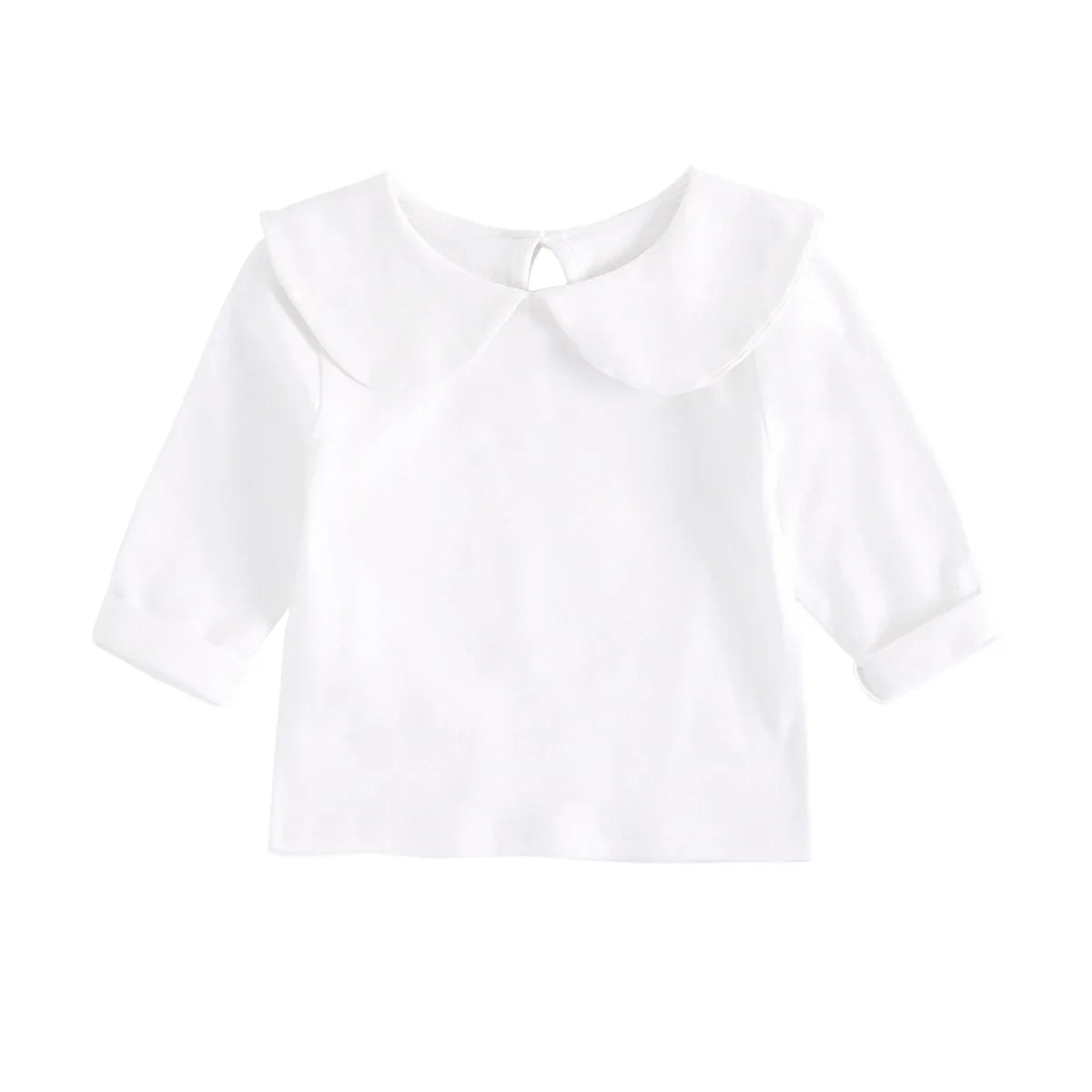 Stylish white cotton short sleeve top for baby girls, versatile and cute baby clothes
