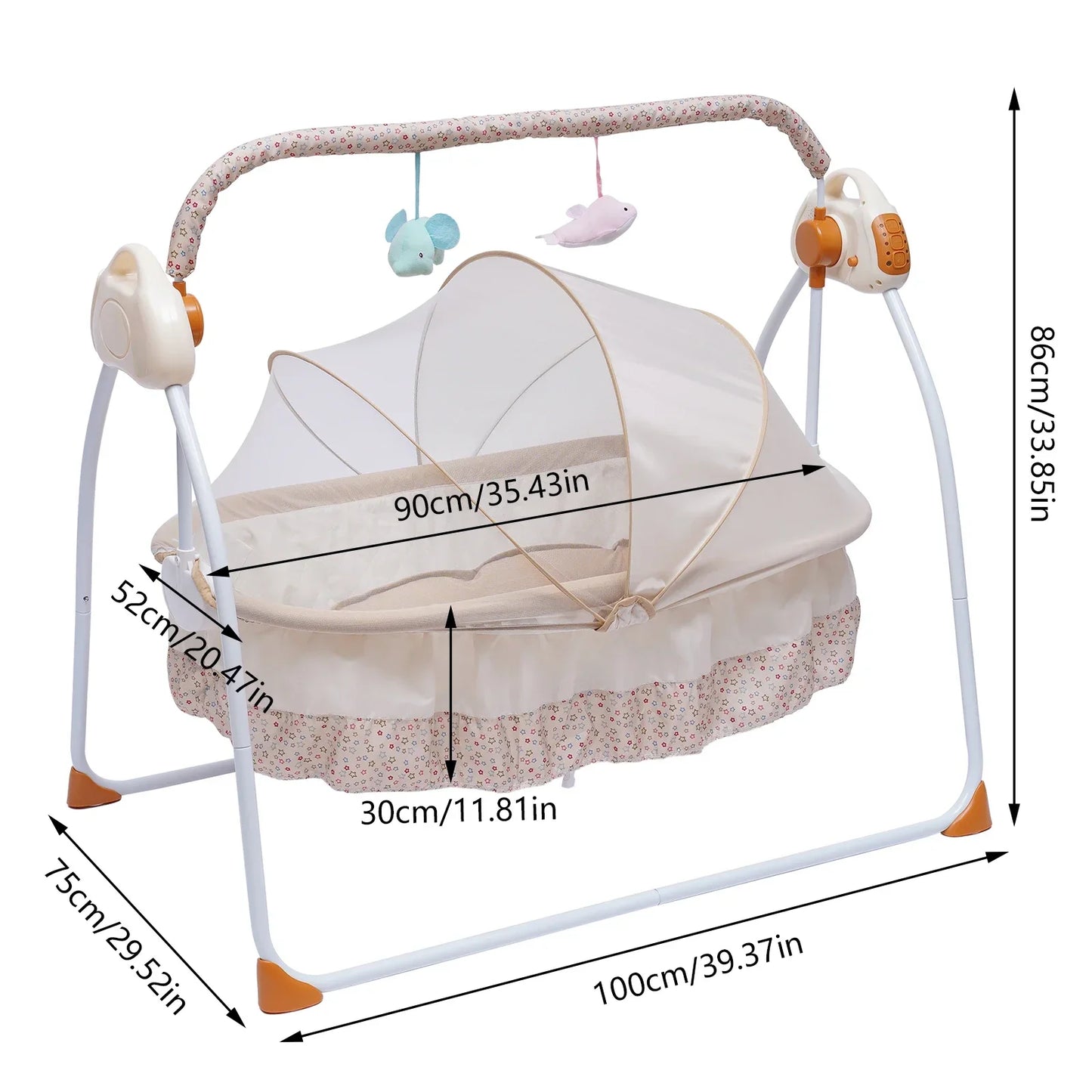 Baby bouncer and electric cradle in a nursery, featuring a comfortable sleeping area for infants.