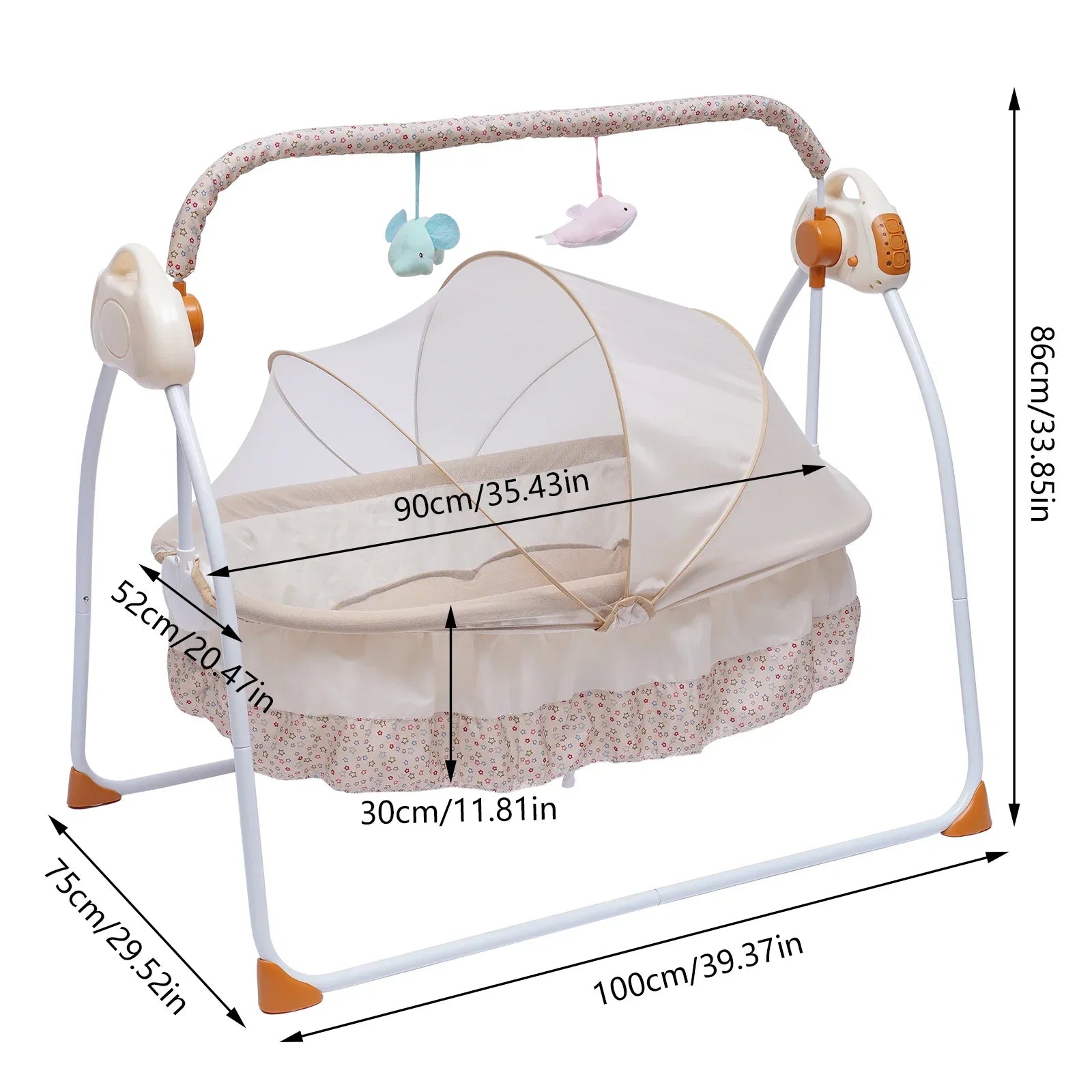 Baby bouncer and electric cradle in a nursery, featuring a comfortable sleeping area for infants.