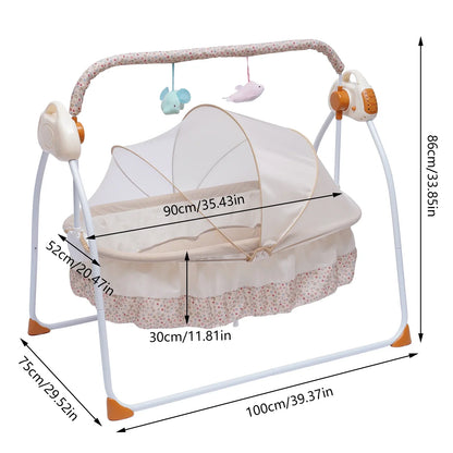 Baby bouncer and electric cradle in a nursery, featuring a comfortable sleeping area for infants.