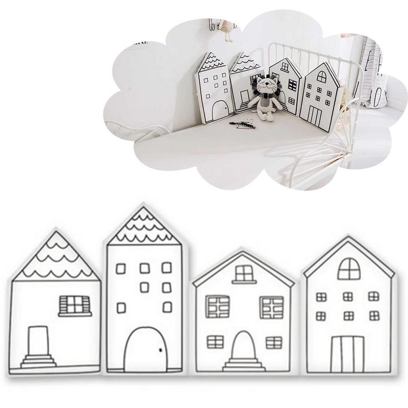 Modern house-shaped bed rail fence, ideal for toddler safety and stylish nursery decor