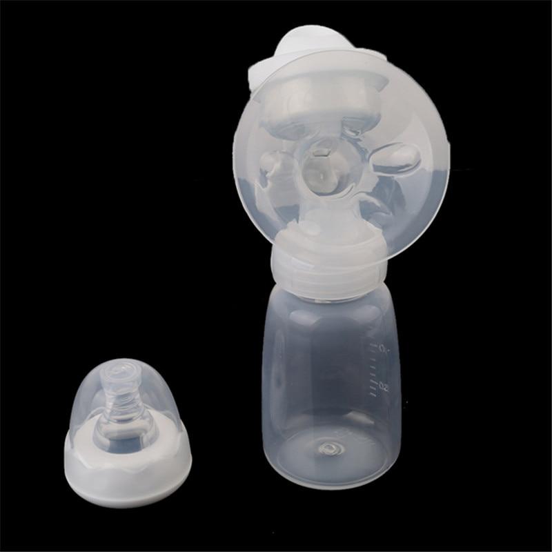 Breastfeeding manual pump kit with a newborn baby bottle, featuring soft silicone flanges for milk collection