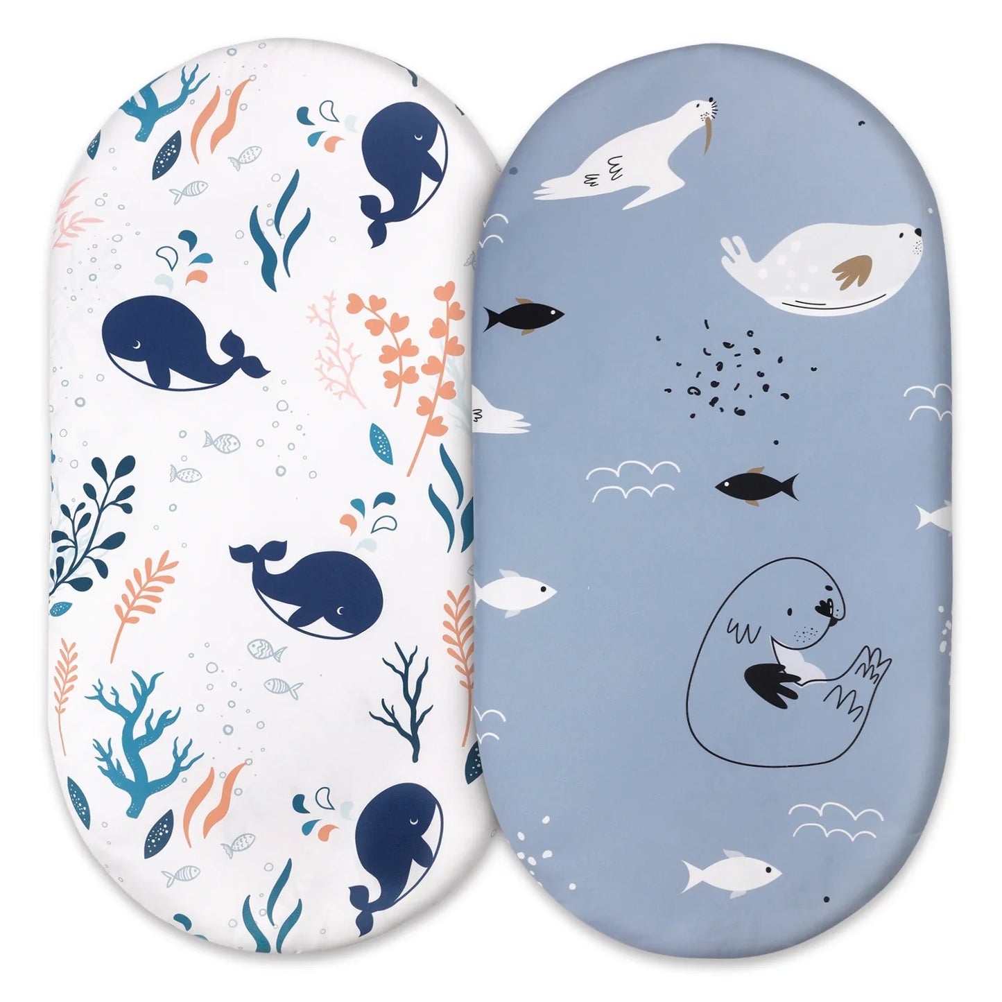 Infant bassinet sheets, 2-pack, white microfiber, soft touch for sensitive baby skin.