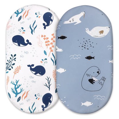 Infant bassinet sheets, 2-pack, white microfiber, soft touch for sensitive baby skin.
