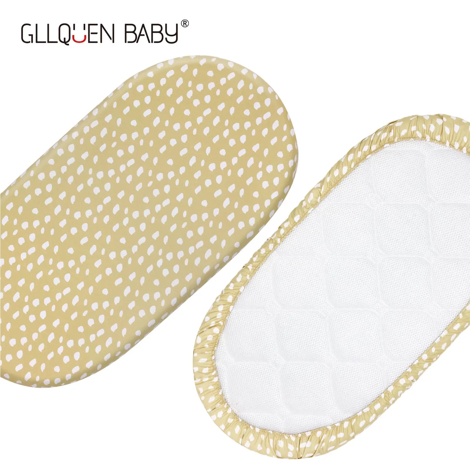 Two white bassinet sheets, microfiber fabric, perfect for unisex baby nursery bedding.