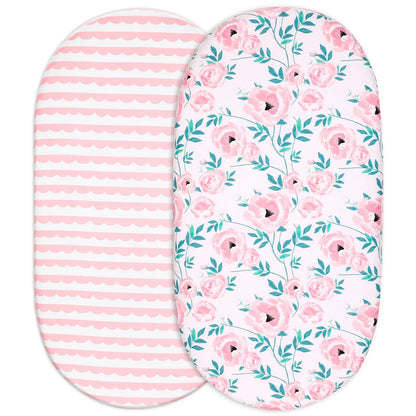 Unisex bassinet sheet set, 2-pack, microfiber, provides a cozy sleep for baby.