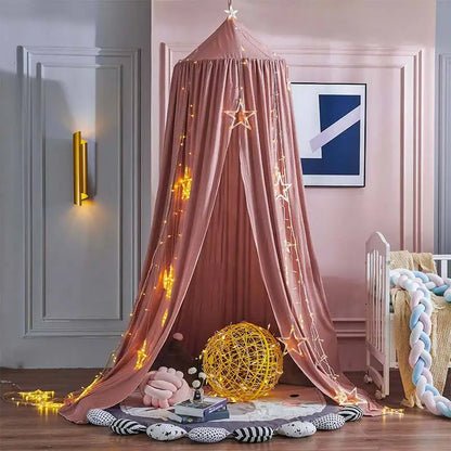 Elegant white mosquito net bed canopy, perfect for a royal unisex nursery decor.