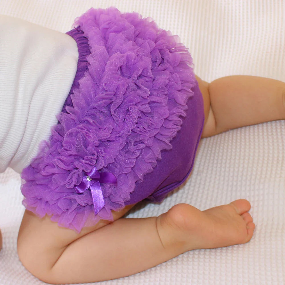 White ruffled diaper cover, cotton blend infant shorts for baby girl, newborn essentials style