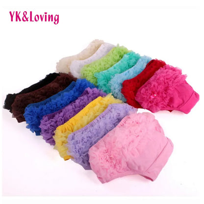 Pink ruffled diaper cover, soft cotton blend baby bloomers for toddlers, cute baby fashion