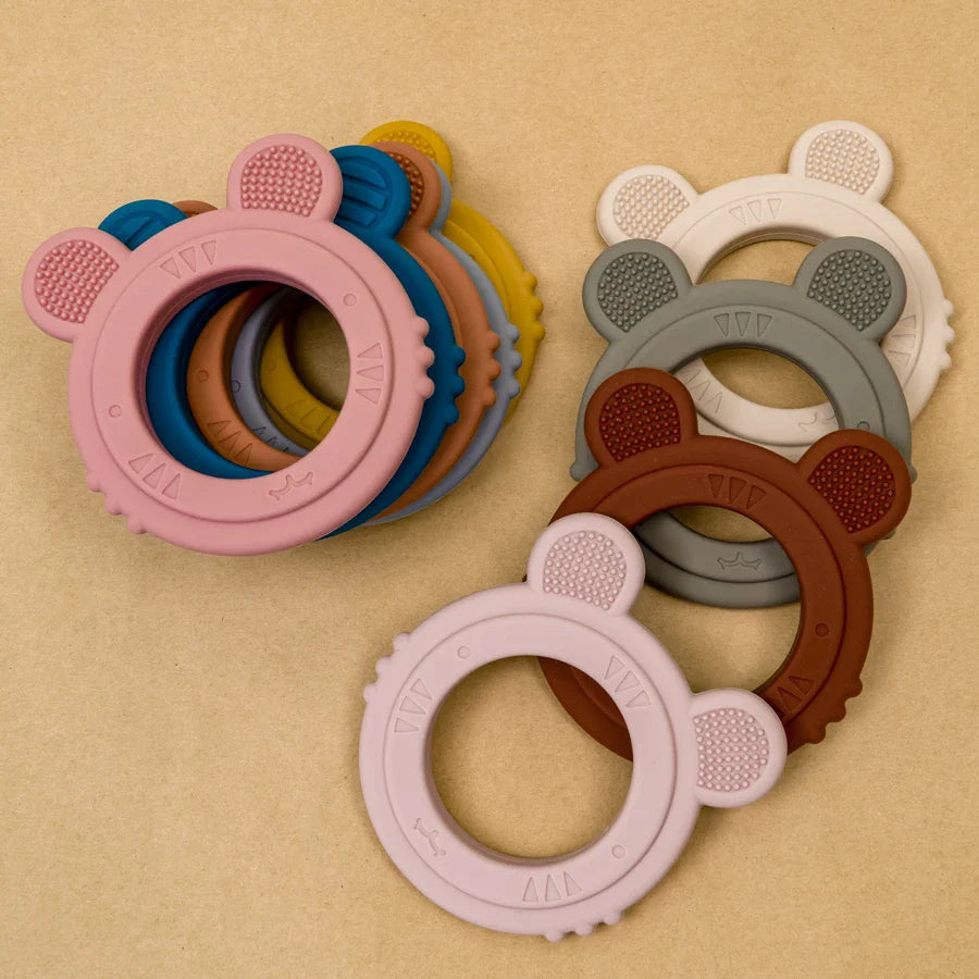 Purple silicone rabbit teether, lightweight and durable infant care product, baby relief