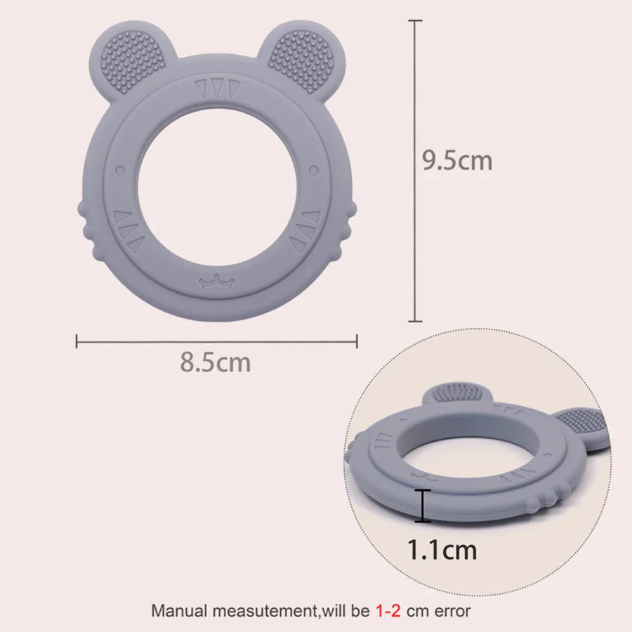 Silicone rabbit teether with attached clip, ensuring it stays clean and close to baby