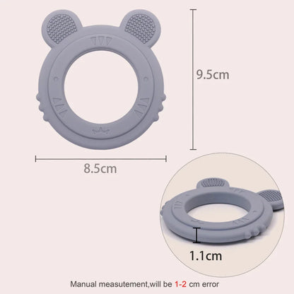 Silicone rabbit teether with attached clip, ensuring it stays clean and close to baby