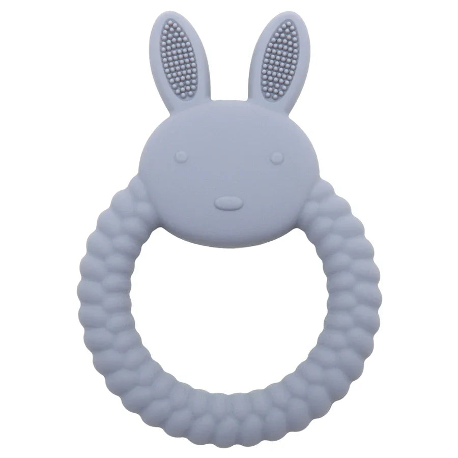 Textured silicone rabbit teether, bpa free baby relief for gums, essential infant care item