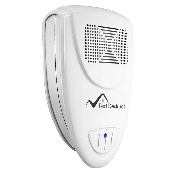 White ultrasonic pest repellent for home. Safe, silent electronic device for mice, rats, and insects. Pet-friendly indoor use.