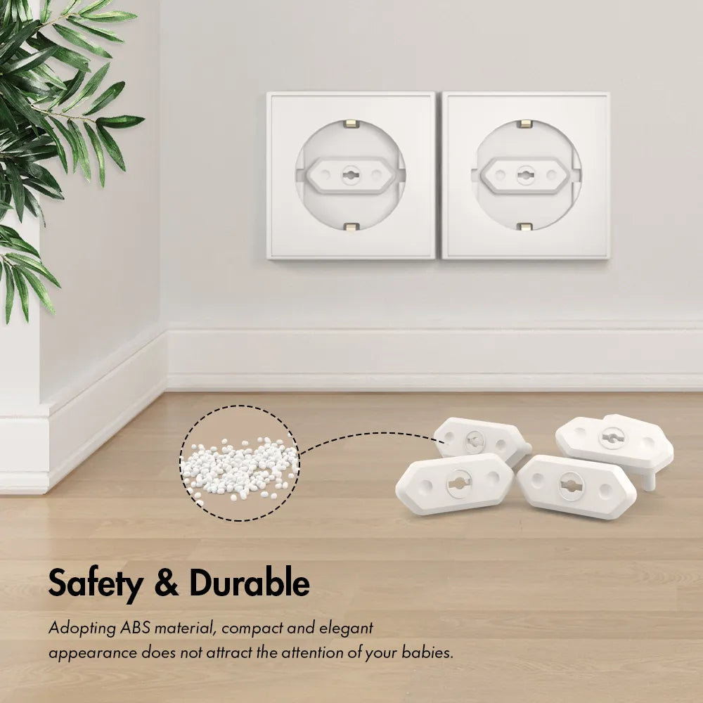 White universal socket protectors, 20 pieces for baby safety and child proofing electrical hazards.