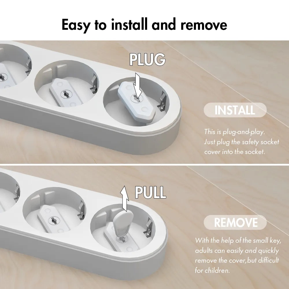 Electrical safety plug covers for baby proofing, 20-count universal fit white protectors.