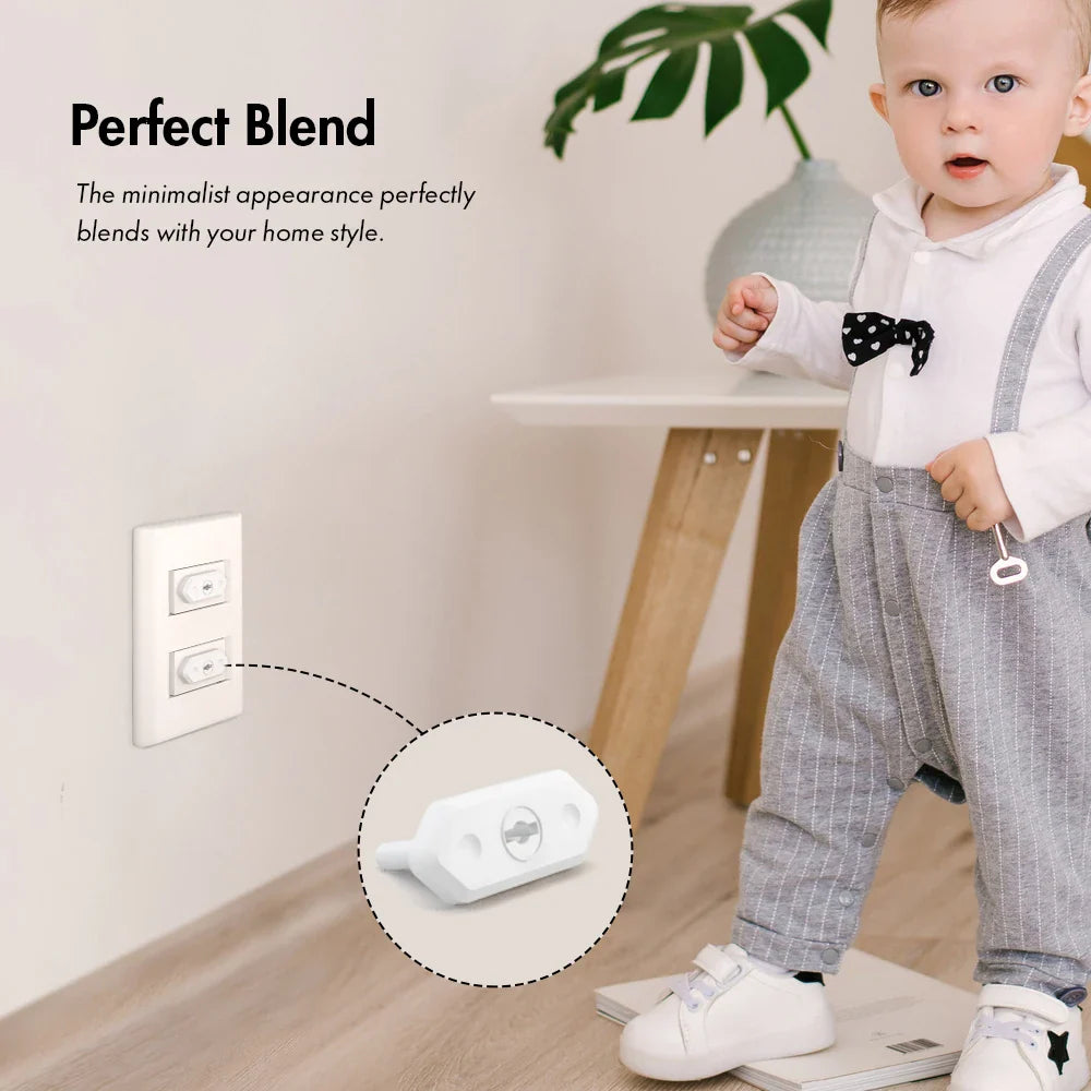 Home safety essential: universal white outlet plug covers, 20-pack for secure child proofing.