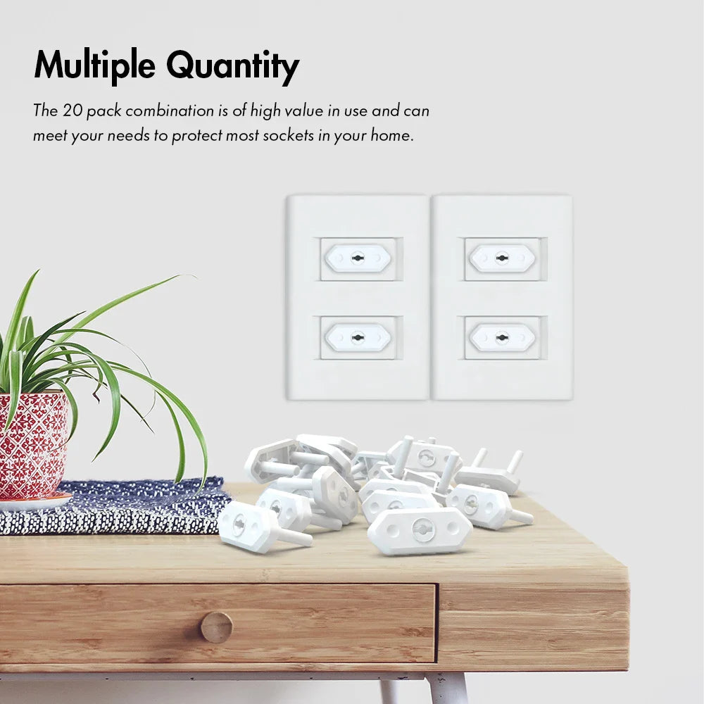 20 white universal plug covers for electrical outlets, a vital part of baby safety home gear.