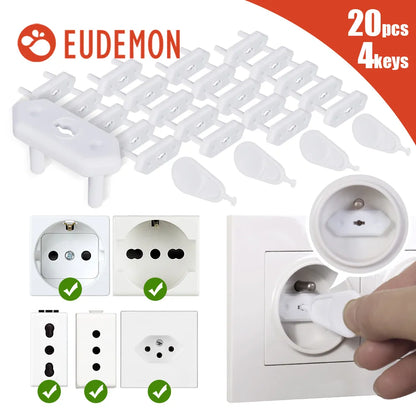 Close-up of a single white universal safety outlet cover, essential for child proofing.