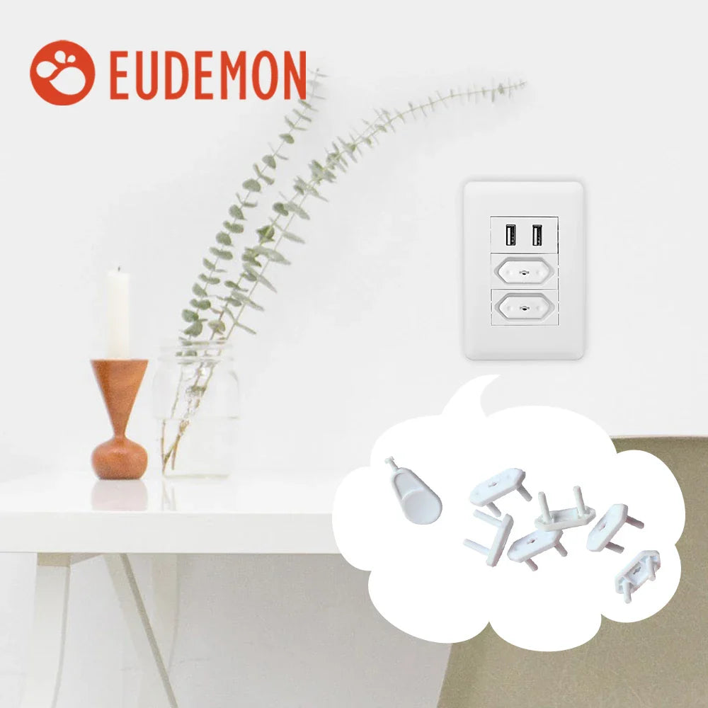 20-pack of white universal safety outlet plug covers, ensuring home electrical safety for babies.