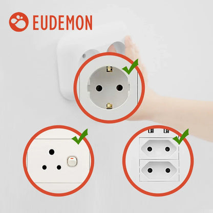 Universal safety outlet covers, shown protecting a standard electrical socket from curious toddlers.